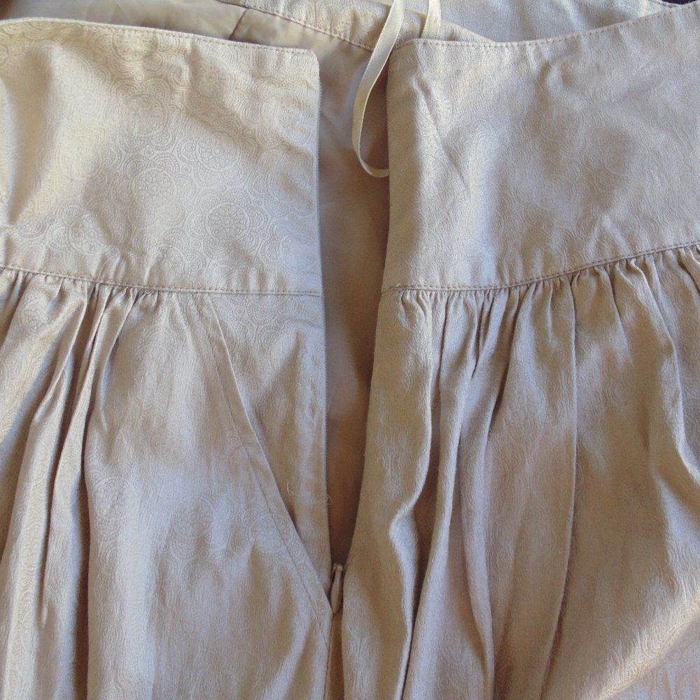 JENNY HAN Skirt, L, Jacquard Floral, Golden/Tan/Champagne, Side Zip, Cotton - Picture 9 of 12